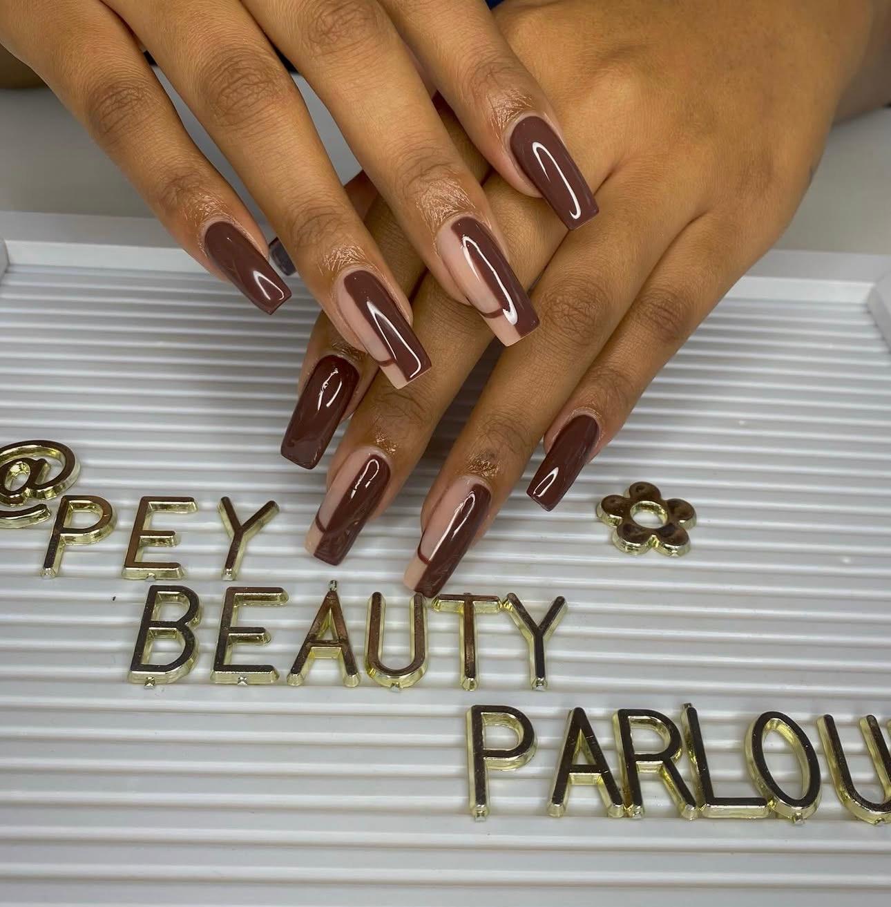 Mocha brown long nail set
